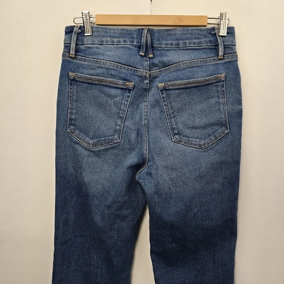 Good American Flare Twisted Split Hem Denim Jeans Size 6/28 - Picture 9 of 10